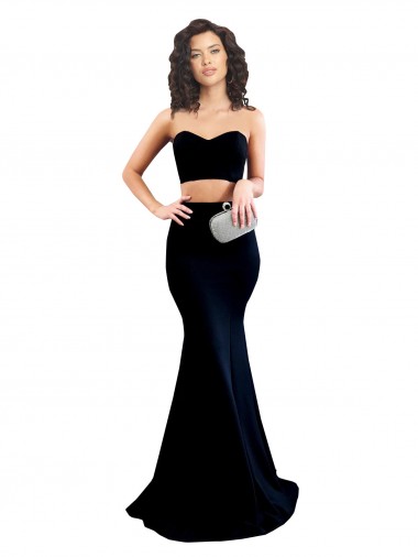 Cheap Two Piece High Neck Formal Crepe Bridesmaid Dress / Prom Dress Canada