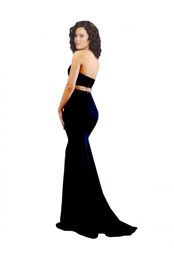 Cheap Two Piece High Neck Formal Crepe Bridesmaid Dress / Prom Dress Canada