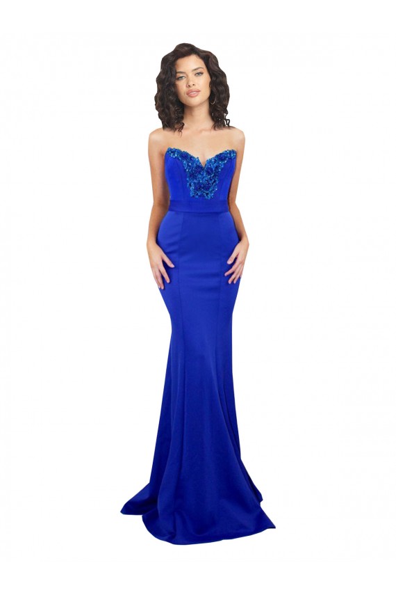 Cheap Sweetheart Flower Neckline High Neck Formal Crepe Bridesmaid Dress / Prom Dress Canada