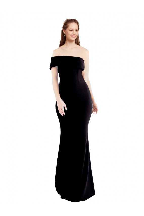 Cheap Asymmetrical Draped Off the Shoulder Banded Formal Crepe Bridesmaid Dress / Prom Dress Canada