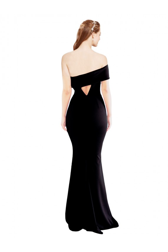 Cheap Asymmetrical Draped Off the Shoulder Banded Formal Crepe Bridesmaid Dress / Prom Dress Canada