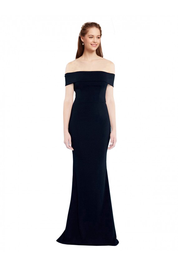 Cheap Off the Shoulder Fitted Formal Crepe Bridesmaid Dress / Prom Dress with Back Cut Out Canada