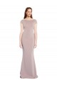 Cheap Boat Neck Cap Sleeve Formal Crepe Bridesmaid Dress / Prom Dress with Plunging Tie Back Canada