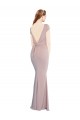 Cheap Boat Neck Cap Sleeve Formal Crepe Bridesmaid Dress / Prom Dress with Plunging Tie Back Canada