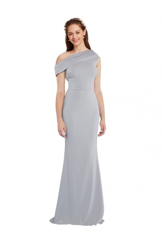 Cheap Off the Shoulder Asymmetrical Mermaid Formal Crepe Bridesmaid Dress / Prom Dress Canada