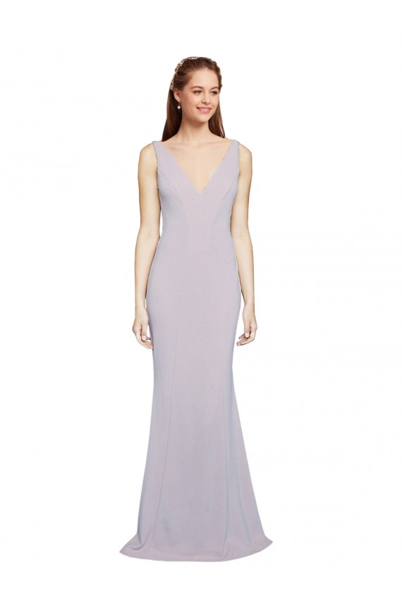 Cheap Cut-Out Back V-Neckline Mermaid Formal Crepe Bridesmaid Dress / Prom Dress Keyhole Back Canada