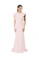 Cheap Low V-Back Long Mermaid Crepe Bridesmaid Dress / Prom Dress with Ruffled Sleeves Canada