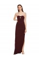 Cheap Twisted Strapless Keyhole Long Formal Crepe Bridesmaid Dress / Prom Dress with Slit Canada