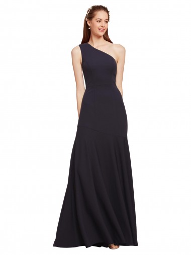 Cheap Fit and Flare Formal Crepe Bridesmaid Dress / Prom Dress with One Shoulder Canada