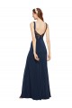 Cheap Fit and Flare Long Formal Crepe Bridesmaid Dress / Prom Dress with Round Neck Canada