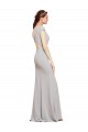 Cheap Fit and Flare Long Formal Crepe Bridesmaid Dress / Prom Dress with Tie Open Back Canada