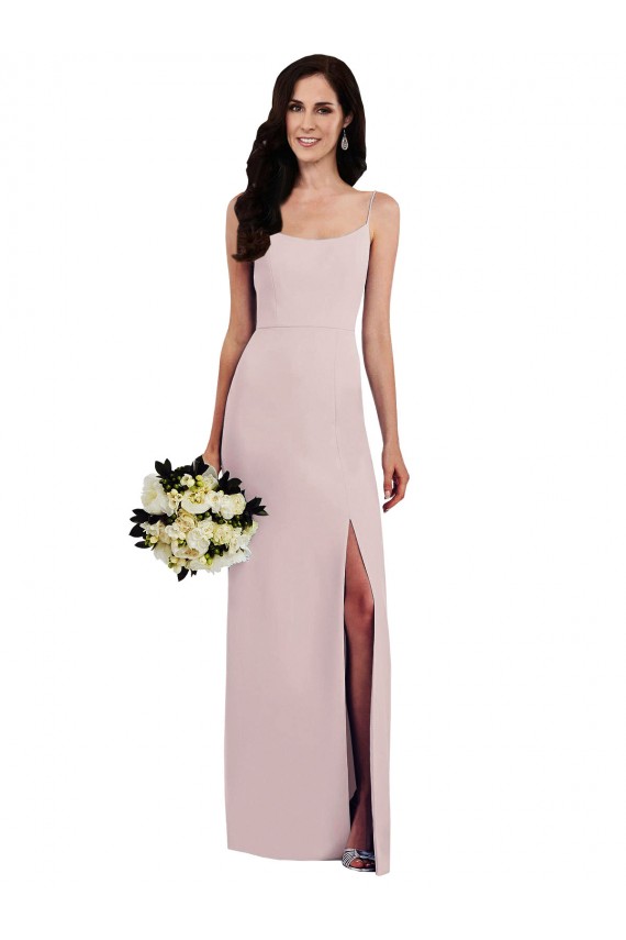 Cheap Spaghetti Strap V Back Formal Crepe Bridesmaid Dress / Prom Dress with Front Slit Canada