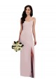 Cheap Spaghetti Strap V Back Formal Crepe Bridesmaid Dress / Prom Dress with Front Slit Canada