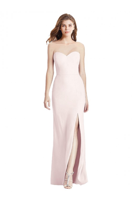 Cheap Strapless Crepe Trumpet Bridesmaid Dress / Prom Dress with Front Slit Canada