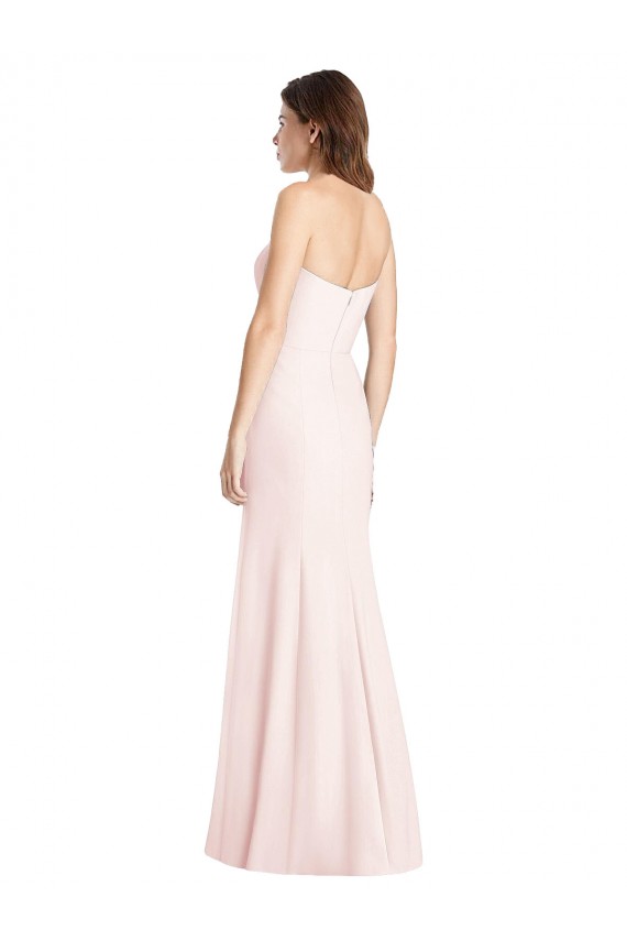 Cheap Strapless Crepe Trumpet Bridesmaid Dress / Prom Dress with Front Slit Canada