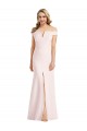 Cheap Off the Shoulder Notch Trumpet Formal Crepe Bridesmaid Dress / Prom Dress with Front Slit Canada