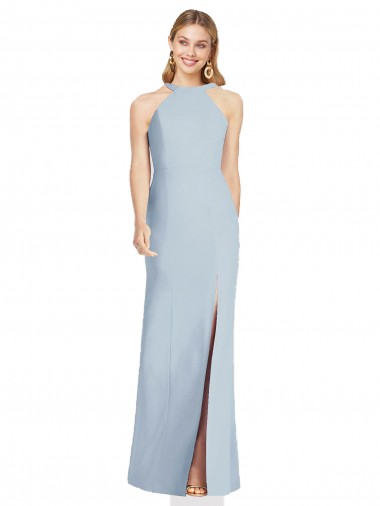 Cheap High Neck Backless Formal Crepe Trumpet Bridesmaid Dress Canada