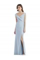 Cheap Romantic Off the Shoulder Long Maxi Bridesmaid Dress with Side Slit Canada
