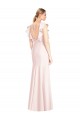 Cheap Ruffle Cap Sleeves Open Back Trumpet Bridesmaid Dress / Prom Dress Canada