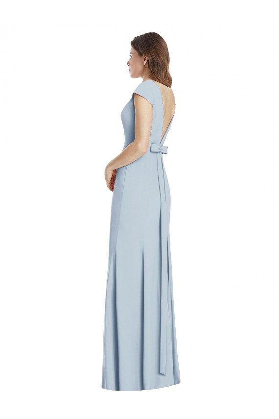 Cheap Bateau Neck Cap Sleeves Open Back Trumpet Bridesmaid Dress / Prom Dress Canada