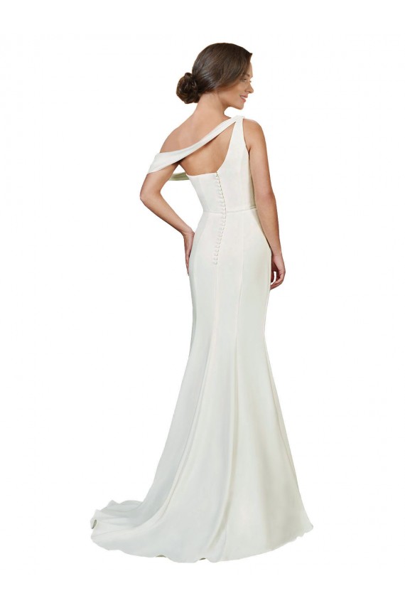 Cheap One Shoulder Formal Crepe Bridesmaid Dress / Prom Dress with Draped Off the Shoulder Strap Canada
