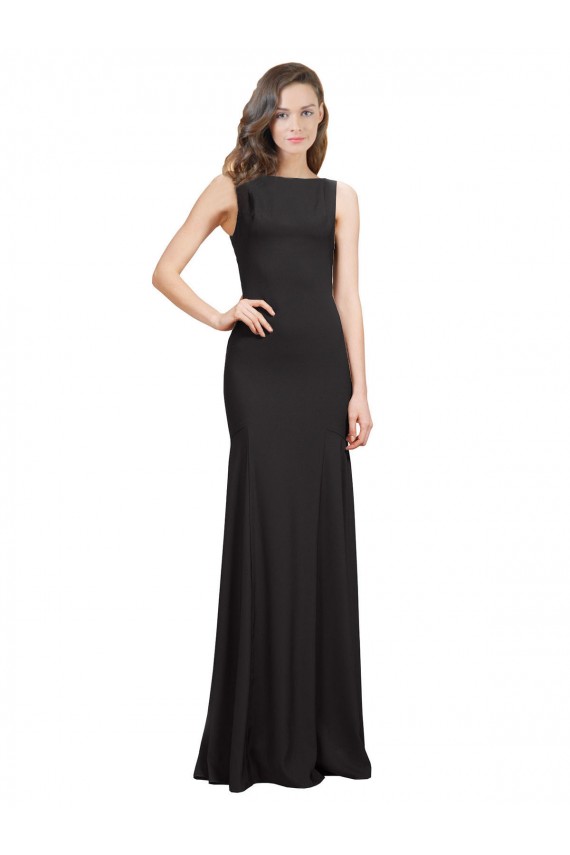 Cheap Sleeveless Bateau Neckline Crepe Bridesmaid Dress / Prom Dress with Twist Back Canada