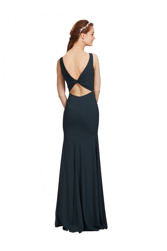 Cheap Sleeveless Bateau Neckline Crepe Bridesmaid Dress / Prom Dress with Twist Back Canada