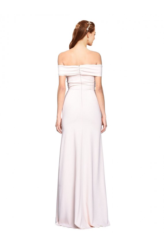 Cheap Criss Cross Off the Shoulder Formal Crepe Bridesmaid Dress / Prom Dress with Side Slit Canada