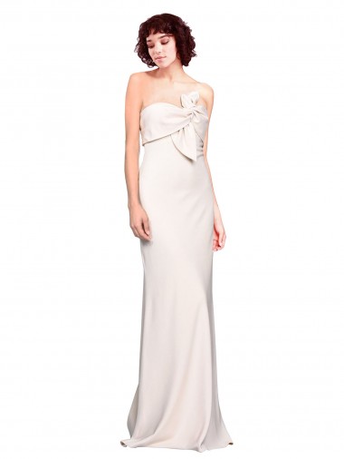 Cheap Strapless Crepe Fitted Bridesmaid Dress / Prom Dress with Twist Bow Canada