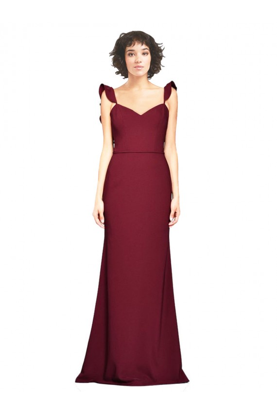 Cheap Crepe Slip Bridesmaid Dress / Prom Dress with Ruffled Straps Canada