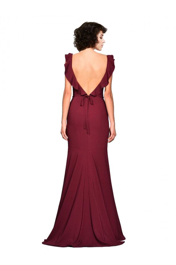 Cheap Crepe Slip Bridesmaid Dress / Prom Dress with Ruffled Straps Canada