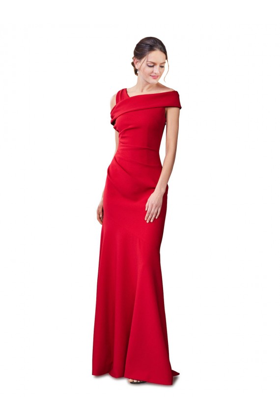 Cheap Sleeveless Ruched Formal Crepe Mermaid Bridesmaid Dress / Prom Dress with Off The Shoulder Detail Canada