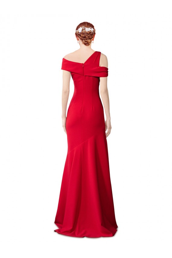 Cheap Sleeveless Ruched Formal Crepe Mermaid Bridesmaid Dress / Prom Dress with Off The Shoulder Detail Canada