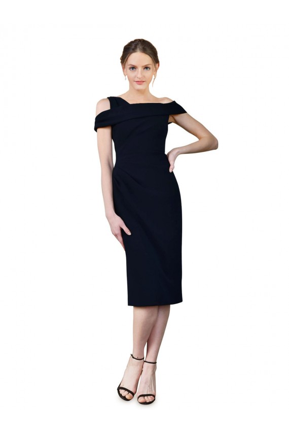 Cheap Draped Cross Shoulder Stretch Formal Crepe Cocktail Dress / Homecoming Dress Canada
