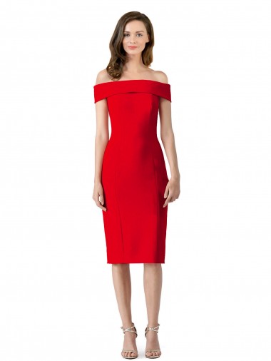 Cheap Off the Shoulder Square Neck Cocktail Length Bridesmaid Dress / Prom Homecoming Dress Canada