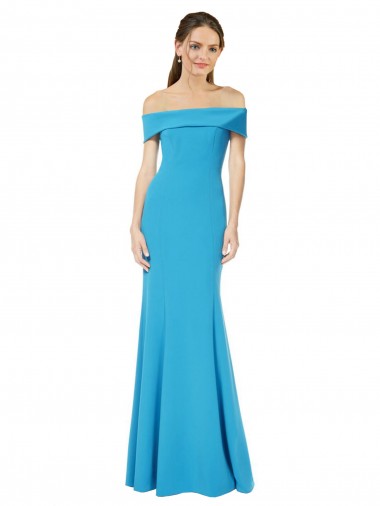Cheap Off the Shoulder Formal Crepe Bridesmaid Dress / Prom Dress with Fitted Silhouette Canada