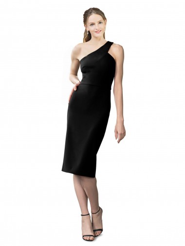 Cheap One Shoulder Short Formal Crepe Cocktail Length Bridesmaid Dress / Prom Homecoming Dress Canada
