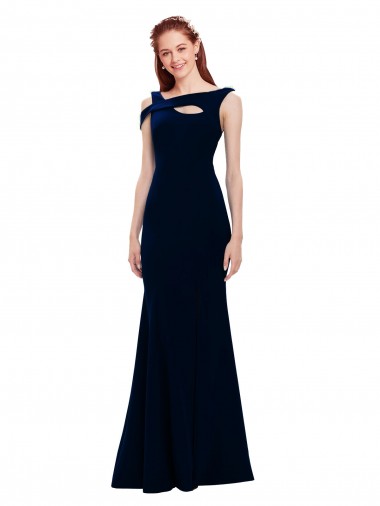 Cheap Sleeveless Formal Crepe Mermaid Bridesmaid Dress / Prom Dress with Side Slit Canada