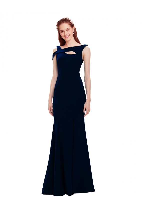 Cheap Sleeveless Formal Crepe Mermaid Bridesmaid Dress / Prom Dress with Side Slit Canada