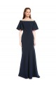 Cheap Off the Shoulder Formal Crepe Bridesmaid Dress / Prom Dress with Short Ruffle Sleeves. Canada
