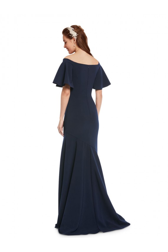 Cheap Off the Shoulder Formal Crepe Bridesmaid Dress / Prom Dress with Short Ruffle Sleeves. Canada