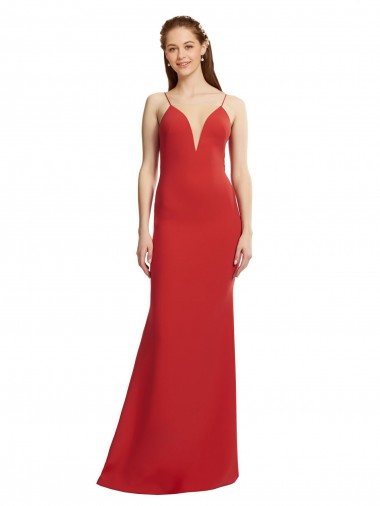 Cheap Mermaid Plunging V-Neck Formal Crepe Bridesmaid Dress / Prom Dress with Wide Open Back Canada