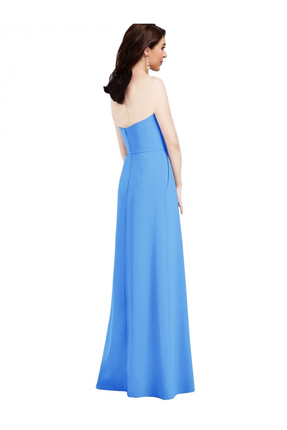 Cheap Strapless Pleated Skirt Crepe Bridesmaid Dress / Prom Dress with Pockets Canada