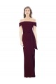 Cheap Off the Shoulder Long Formal Crepe Bridesmaid Dress / Prom Dress with Waist Tie Canada