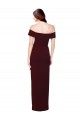 Cheap Off the Shoulder Long Formal Crepe Bridesmaid Dress / Prom Dress with Waist Tie Canada
