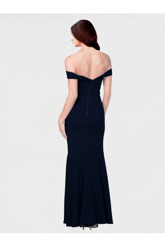 Cheap Mermaid Off the Shoulder Long Formal Crepe Bridesmaid Dress / Prom Dress with Low Back Canada