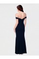Cheap Mermaid Off the Shoulder Long Formal Crepe Bridesmaid Dress / Prom Dress with Low Back Canada