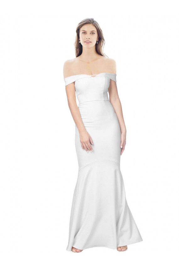 Cheap Mermaid Off the Shoulder Long Formal Crepe Bridesmaid Dress / Prom Dress with Low Back Canada
