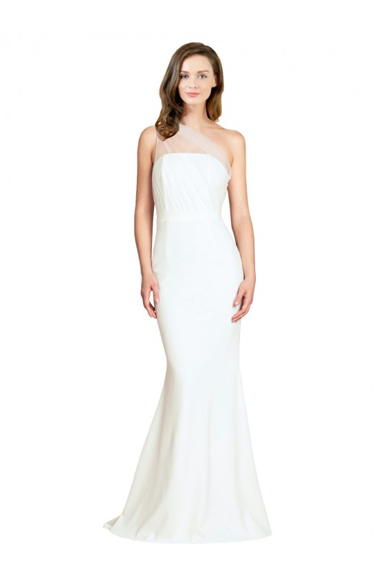 Cheap Soft Tulle Shoulder Overlay Mermaid One Shoulder Formal Crepe Bridesmaid Dress Canada