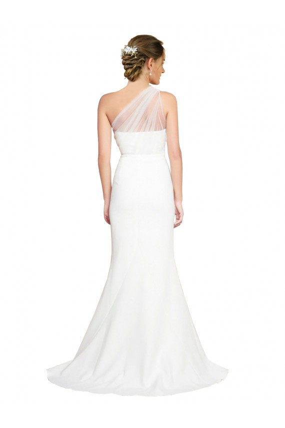Cheap Soft Tulle Shoulder Overlay Mermaid One Shoulder Formal Crepe Bridesmaid Dress Canada